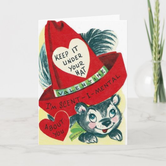 Vintag Valentine Skunk Feiertagskarte (Vorderseite)