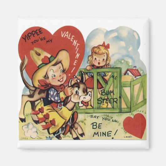 Vintag Valentine Steer Magnet (Vorne)