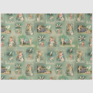Vintag Valentine Winged Cupid Collage Seidenpapier