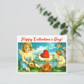 Vintag Valentiner Tagesherz Angel Cupid Postkarte (Stehend Vorderseite)