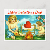 Vintag Valentiner Tagesherz Angel Cupid Postkarte (Vorderseite)