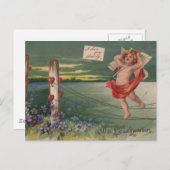 Vintag - Valentines Cherub - Liebe und Einsatz Feiertagspostkarte (Vorne/Hinten)