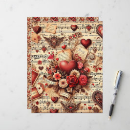 Vintag Valentines Ephemera Scrapbook Paper