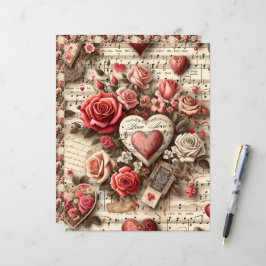Vintag Valentines Ephemera Scrapbook Paper