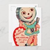 Vintag Valentinpfanne Handhabung Postkarte (Vorne/Hinten)