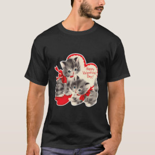 Vintag Valentinstag Katze Kitten Kitty Retro Val T-Shirt