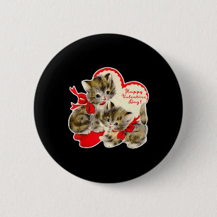 Vintag Valentinstag Katze Kitty Kitten Retro Val Button