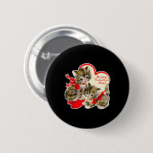 Vintag Valentinstag Katze Kitty Kitten Retro Val Button (Vorne & Hinten)