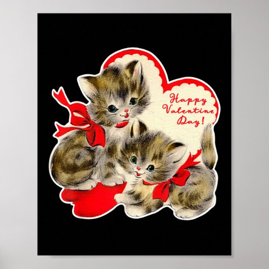 Vintag Valentinstag Katze Kitty Kitten Retro Val Poster (Vorne)