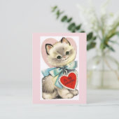 Vintag Valentinstag Kitten Postkarte (Stehend Vorderseite)