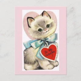 Vintag Valentinstag Kitten Postkarte