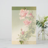Vintag Valentinstag Rosa Viktorianische Gartenanla Briefpapier (Stehend Vorderseite)