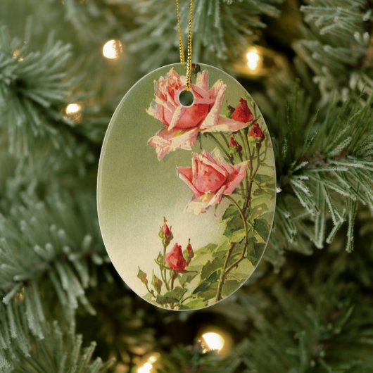 Vintag Valentinstag Rosa Viktorianische Gartenanla Keramik Ornament (Baum)