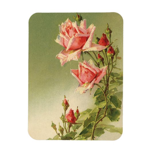 Vintag Valentinstag Rosa Viktorianische Gartenanla Magnet (Vertikal)