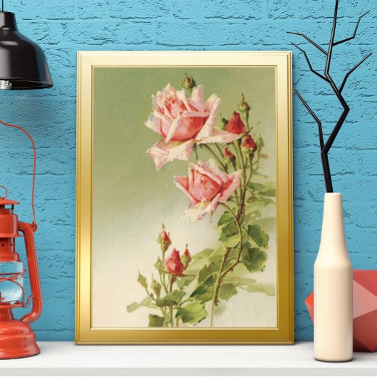 Vintag Valentinstag Rosa Viktorianische Gartenanla Poster