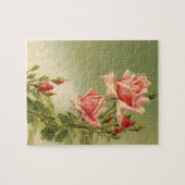 Vintag Valentinstag Rosa Viktorianische Gartenanla Puzzle (Horizontal)