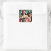 Vintag Vampire Girl Quadratischer Aufkleber (Tasche)