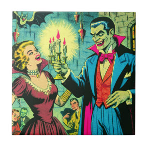 Vintag Vampire Horror Comicen Fliese