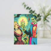 Vintag Vampire Horror Comicen Postkarte (Stehend Vorderseite)