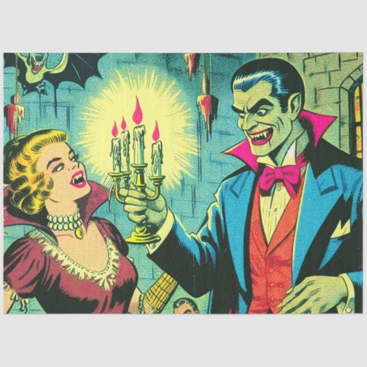 Vintag Vampire Horror Comicen Seidenpapier (Vorderseite)