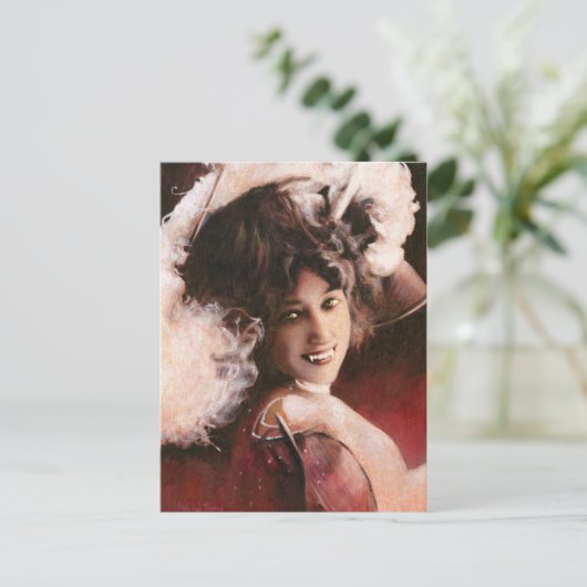 Vintag Vampire Lady Postcard Postkarte (Stehend Vorderseite)