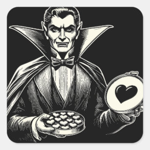 Vintag Vampire Valentine's Day Goth Horror Quadratischer Aufkleber