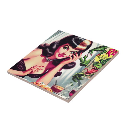 Vintag Vampire Woman Fliese (Seite)