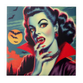 Vintag Vampire Woman Fliese (Vorderseite)