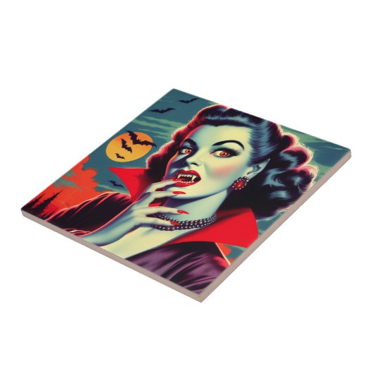 Vintag Vampire Woman Fliese (Seite)