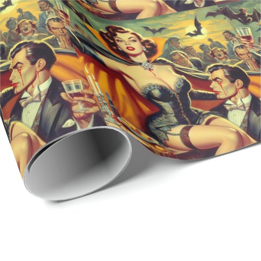 Vintag Vampire Woman Geschenkpapier (Rolleneckpunkt)