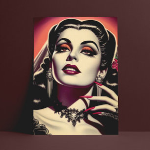 Vintag Vampire Woman Postkarte