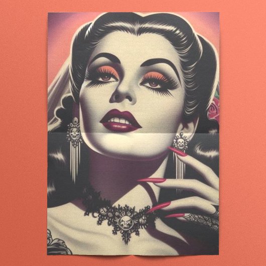 Vintag Vampire Woman Seidenpapier