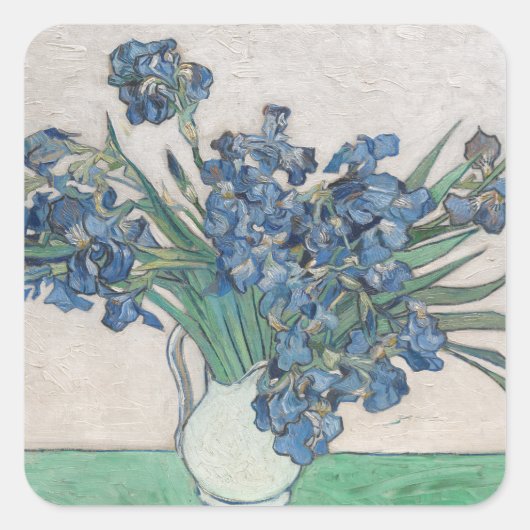 Vintag Van Gogh Irises Quadratischer Aufkleber (Vorderseite)