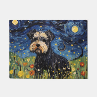 Vintag Van Gogh Pup - Watercolor Starry Night Rev Fußmatte