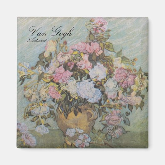 Vintag Van Gogh Vase mit Rose Magnet (Vorne)