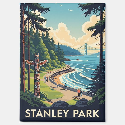 Vintag Vancouver Stanley Park Canada Travel Magnet (Vorderseite)