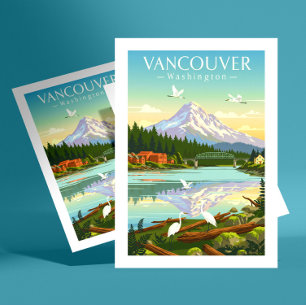 Vintag Vancouver Washington Postkarte