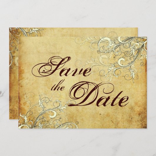 Vintag + Vanilla-Wirbel Save the Date (Vorne/Hinten)