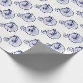 Vintag Velocipede Penny Farthing Bicycle Blu Geschenkpapier (Ecke)