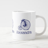 Vintag Velocipede Penny Farthing Bicycle Blu Jumbo-Tasse (Rechts)