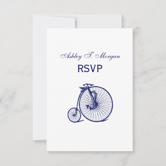 Vintag Velocipede Penny Farthing Bicycle Blu RSVP Karte (Vorderseite)