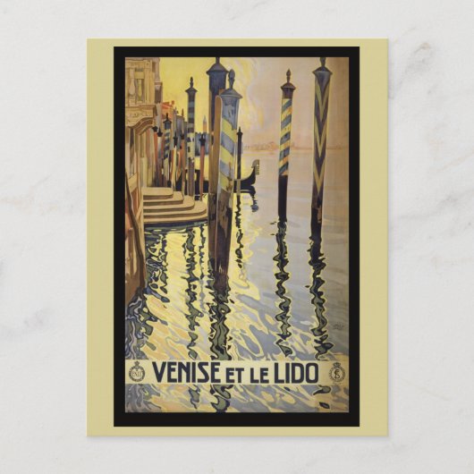 Vintag Venedig Italien Gondelbahn Postkarte (Vorderseite)
