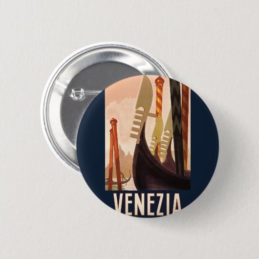 Vintag Venedig Italien Gondelfahrt Button (Vorne & Hinten)