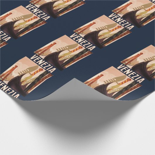 Vintag Venedig Italien Gondelfahrt Geschenkpapier (Ecke)