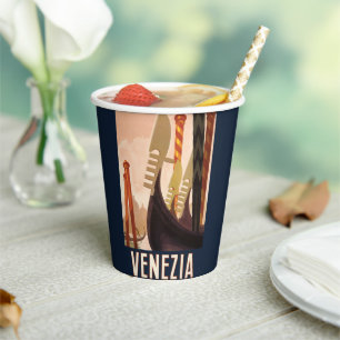 Vintag Venedig Italien Gondelfahrt Pappbecher