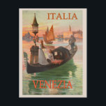 Vintag Venedig Italien Gondelfahrt Postkarte<br><div class="desc">Jeder würde Liebe,  diese Vintage Reise Postkarte mit einer Retro-Abbildung einer Gondel in Venedig,  Italien zu erhalten!</div>