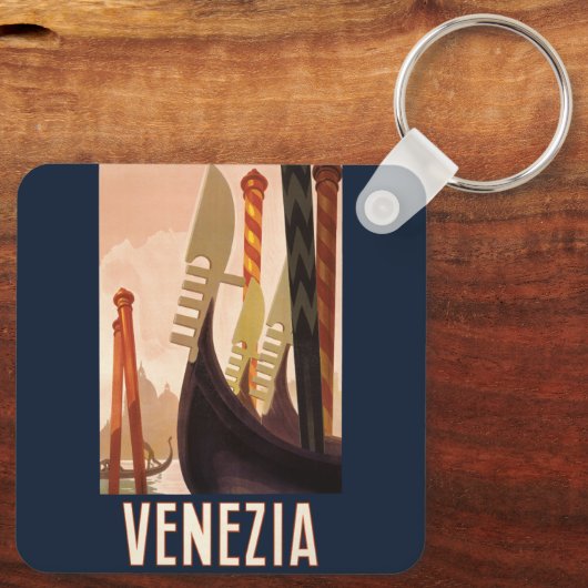 Vintag Venedig Italien Gondelfahrt Schlüsselanhänger (Rückseite)