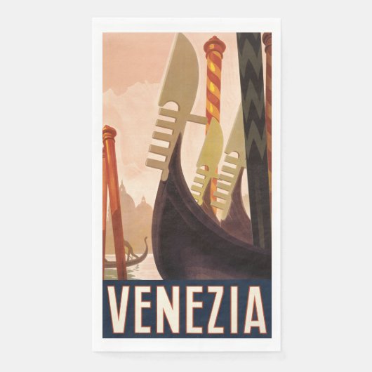 Vintag Venedig Italien Gondelfahrt Serviette (Vorderseite)