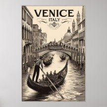Vintag Venedig Italien Gondola Reiseplakat