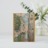 Vintag Venedig - Italienischer Kanal Gondola Postkarte (Stehend Vorderseite)